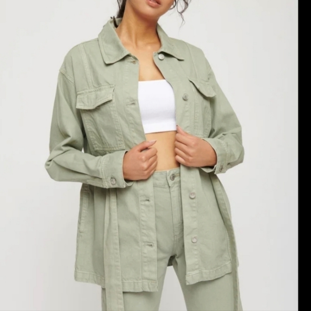 Dynamite Belted Denim Shacket - Picture 3 of 12